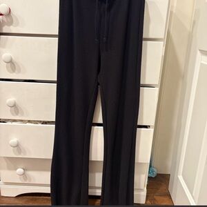 Black wide leg with a flare waffle pants